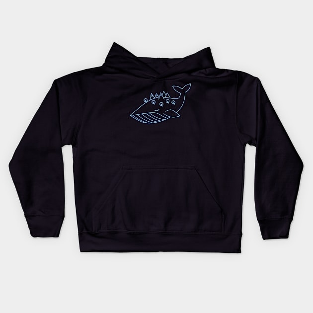 Space Whale Night in the woods Blue Kids Hoodie by MigiDesu